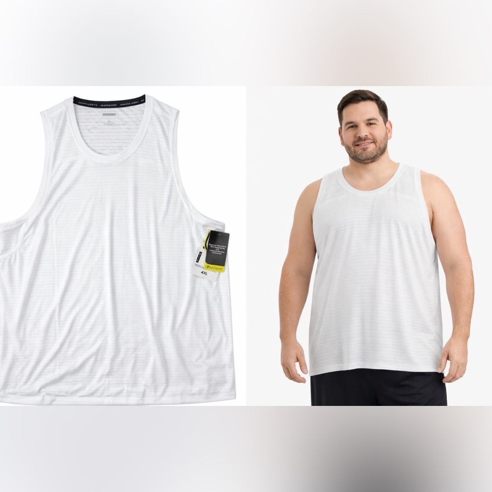 NWT Athletic Works Men’s Muscle‎ Tank 4XL White DriWorks Moisture Wicking